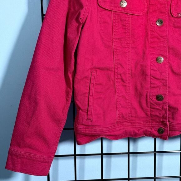 Lee Denim Jacket Womens L Red Classic Button Up Vintage Cottagecore Grunge - Picture 5 of 11